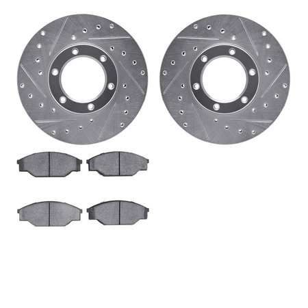 DYNAMIC FRICTION CO 7502-76116, Rotors-Drilled and Slotted-Silver with 5000 Advanced Brake Pads, Zinc Coated 7502-76116